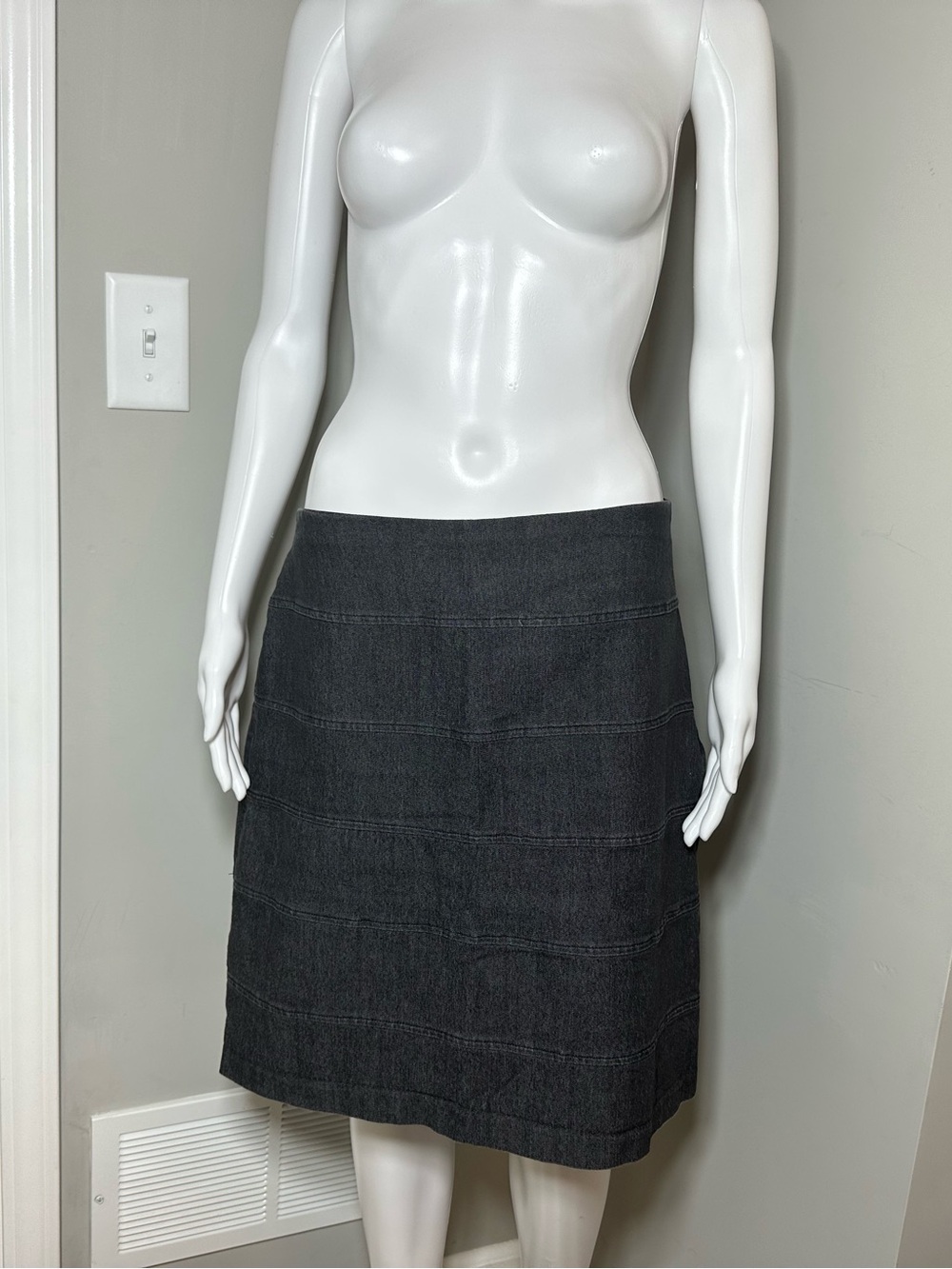 Sandro Tiered Denim Sheath Skirt - Picture 2 of 7